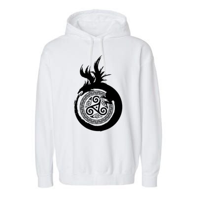 Viking Dragon Celtic Emblem Garment-Dyed Fleece Hoodie