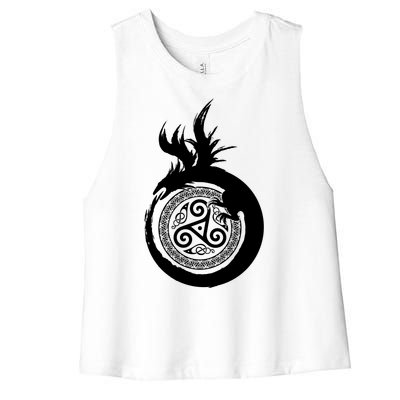 Viking Dragon Celtic Emblem Women's Racerback Cropped Tank