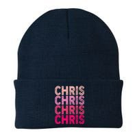 Vintage I Love Chris Retro Pattern Knit Cap Winter Beanie