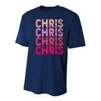 Vintage I Love Chris Retro Pattern Youth Performance Sprint T-Shirt