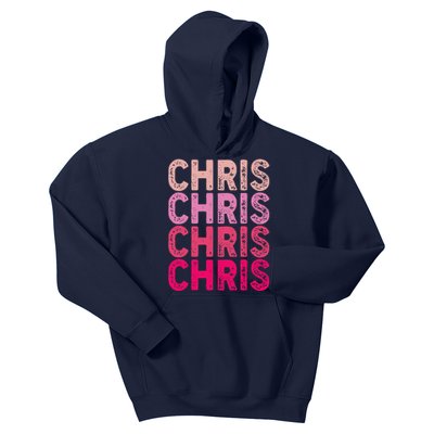 Vintage I Love Chris Retro Pattern Kids Hoodie