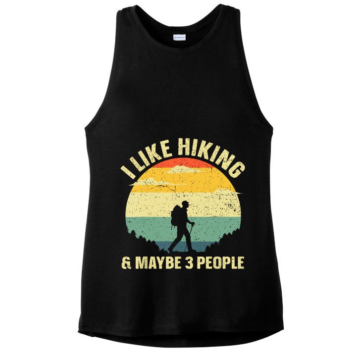 Vintage I Like Hiking & Maybe 3 People Outdoor Hike Mountain Hiking Gift Ladies PosiCharge Tri-Blend Wicking Tank