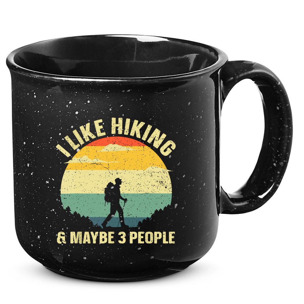 Vintage I Like Hiking & Maybe 3 People Outdoor Hike Mountain Hiking Gift 15oz Campfire Ceramic Mug