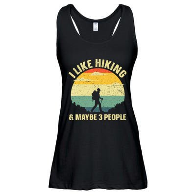 Vintage I Like Hiking & Maybe 3 People Outdoor Hike Mountain Hiking Gift Ladies Essential Flowy Tank