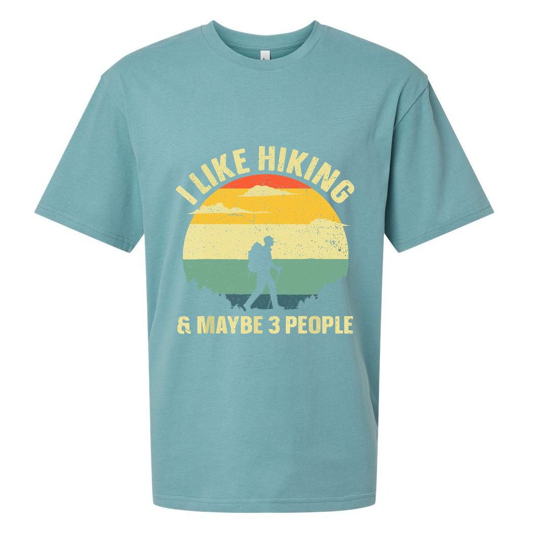 Vintage I Like Hiking & Maybe 3 People Outdoor Hike Mountain Hiking Gift Sueded Cloud Jersey T-Shirt