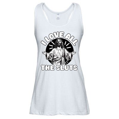 Vintage I Love All The Sluts Adult Humor Jesus Ladies Essential Flowy Tank