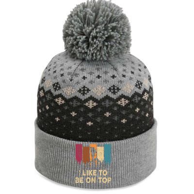 Vintage I Like Be On Top Mountain Hiker Gift Funny Hiking The Baniff Cuffed Pom Beanie