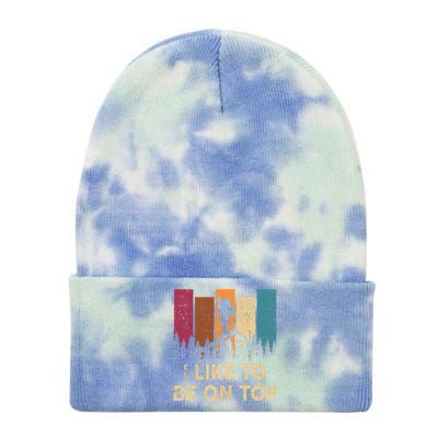 Vintage I Like Be On Top Mountain Hiker Gift Funny Hiking Tie Dye 12in Knit Beanie