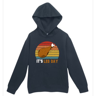 Vintage It's Leg Day Funny Workout Turkey Thanksgiving Meaningful Gift Urban Pullover Hoodie