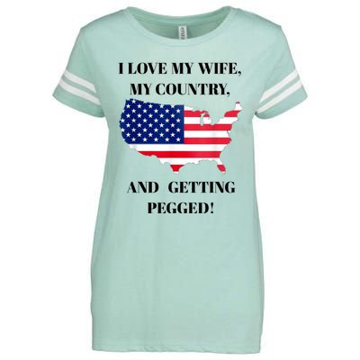 Vintage I Love My Wife My Country And Getting Pegged Enza Ladies Jersey Football T-Shirt