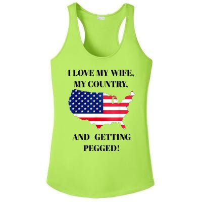 Vintage I Love My Wife My Country And Getting Pegged Ladies PosiCharge Competitor Racerback Tank