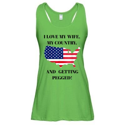 Vintage I Love My Wife My Country And Getting Pegged Ladies Essential Flowy Tank