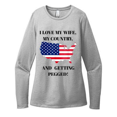 Vintage I Love My Wife My Country And Getting Pegged Womens CVC Long Sleeve Shirt