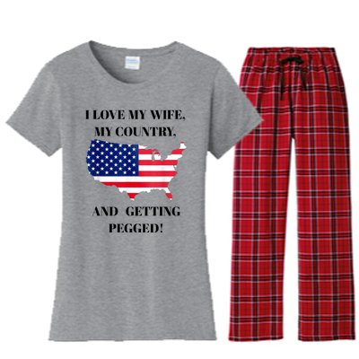 Vintage I Love My Wife My Country And Getting Pegged Women's Flannel Pajama Set