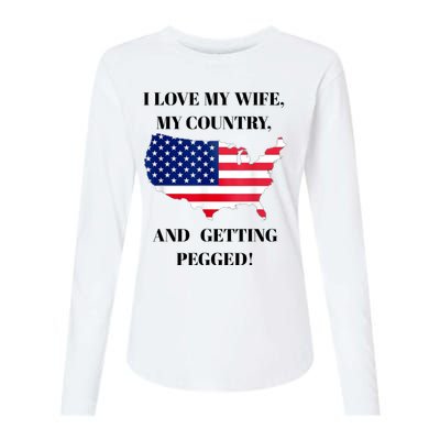 Vintage I Love My Wife My Country And Getting Pegged Womens Cotton Relaxed Long Sleeve T-Shirt