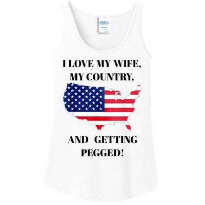 Vintage I Love My Wife My Country And Getting Pegged Ladies Essential Tank