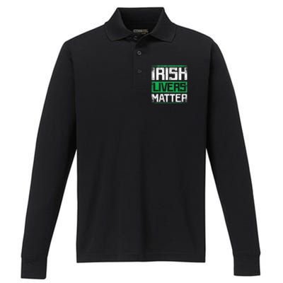 Vintage Irish Livers Matter St Patricks Day Performance Long Sleeve Polo