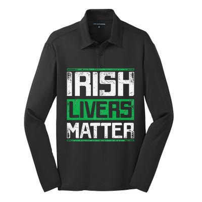 Vintage Irish Livers Matter St Patricks Day Silk Touch Performance Long Sleeve Polo