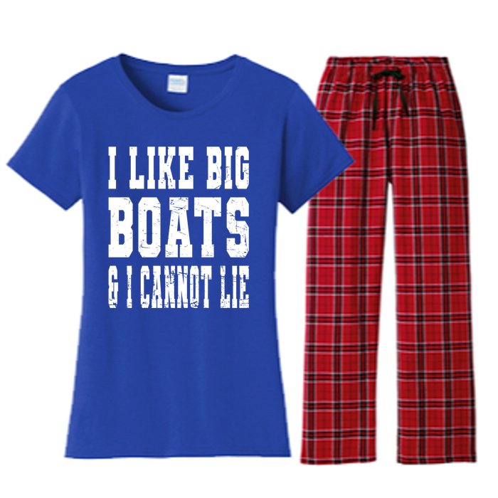 Vintage I Like Big Boats And I Cannot Lie Boating Lover Gift Women's Flannel Pajama Set