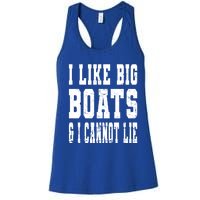 Vintage I Like Big Boats And I Cannot Lie Boating Lover Gift Women's Racerback Tank