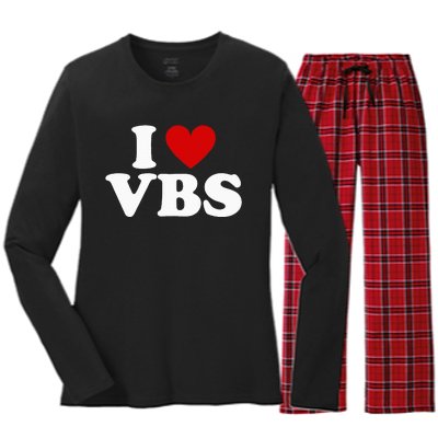 Vbs I Love Vacation Bible School Christian Vbs Church Jesus Women's Long Sleeve Flannel Pajama Set 