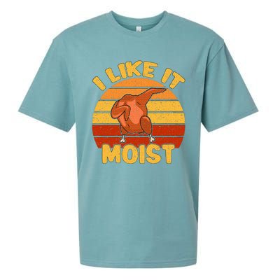 Vintage I Like It Moist Funny Thanksgiving Costume Turkey Sueded Cloud Jersey T-Shirt