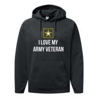 Vintage I Love My Army Veteran Performance Fleece Hoodie