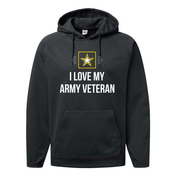 Vintage I Love My Army Veteran Performance Fleece Hoodie