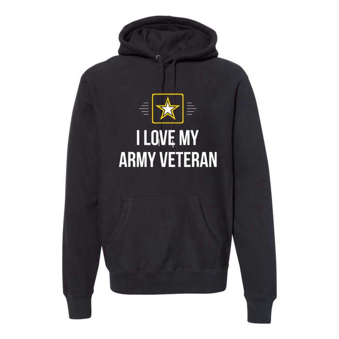 Vintage I Love My Army Veteran Premium Hoodie