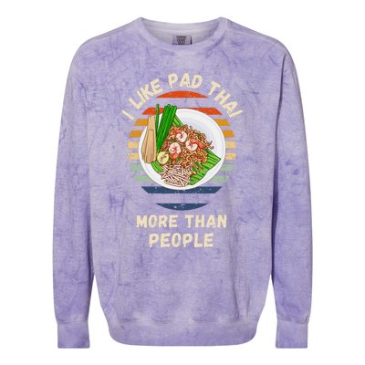 Vintage I Like Pad Thai More Than People Retro Pad Thai Colorblast Crewneck Sweatshirt