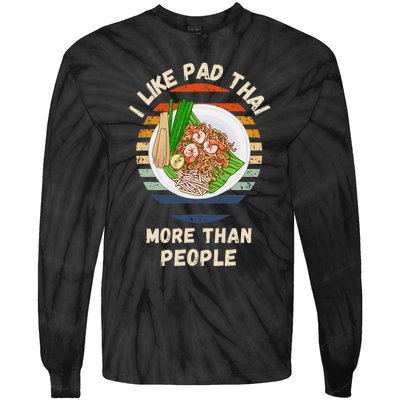 Vintage I Like Pad Thai More Than People Retro Pad Thai Tie-Dye Long Sleeve Shirt