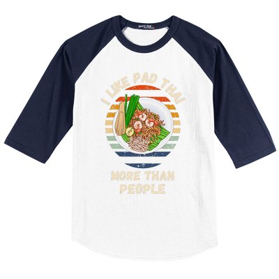 Vintage I Like Pad Thai More Than People Retro Pad Thai Baseball Sleeve Shirt