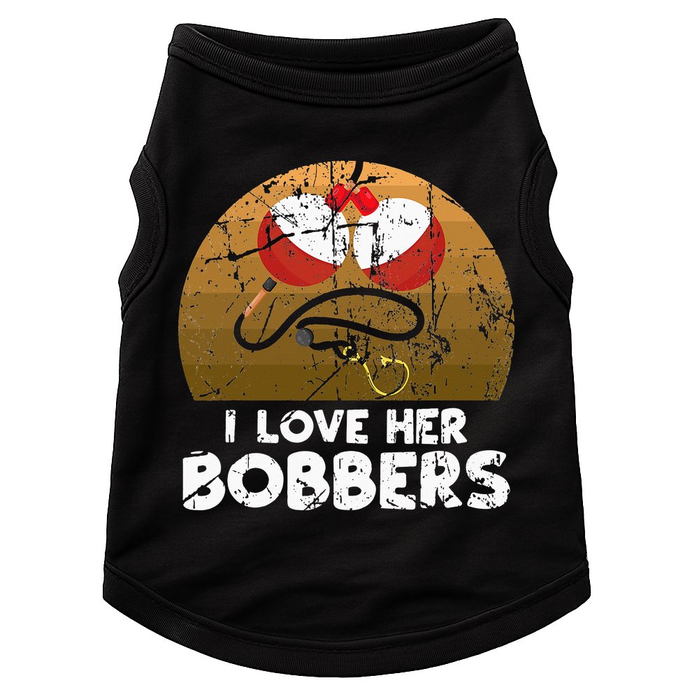 Vintage I Love Her Bobbers Funny Fishing Couple Doggie Tank