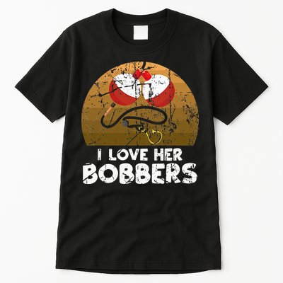 Vintage I Love Her Bobbers Funny Fishing Couple Tall T-Shirt
