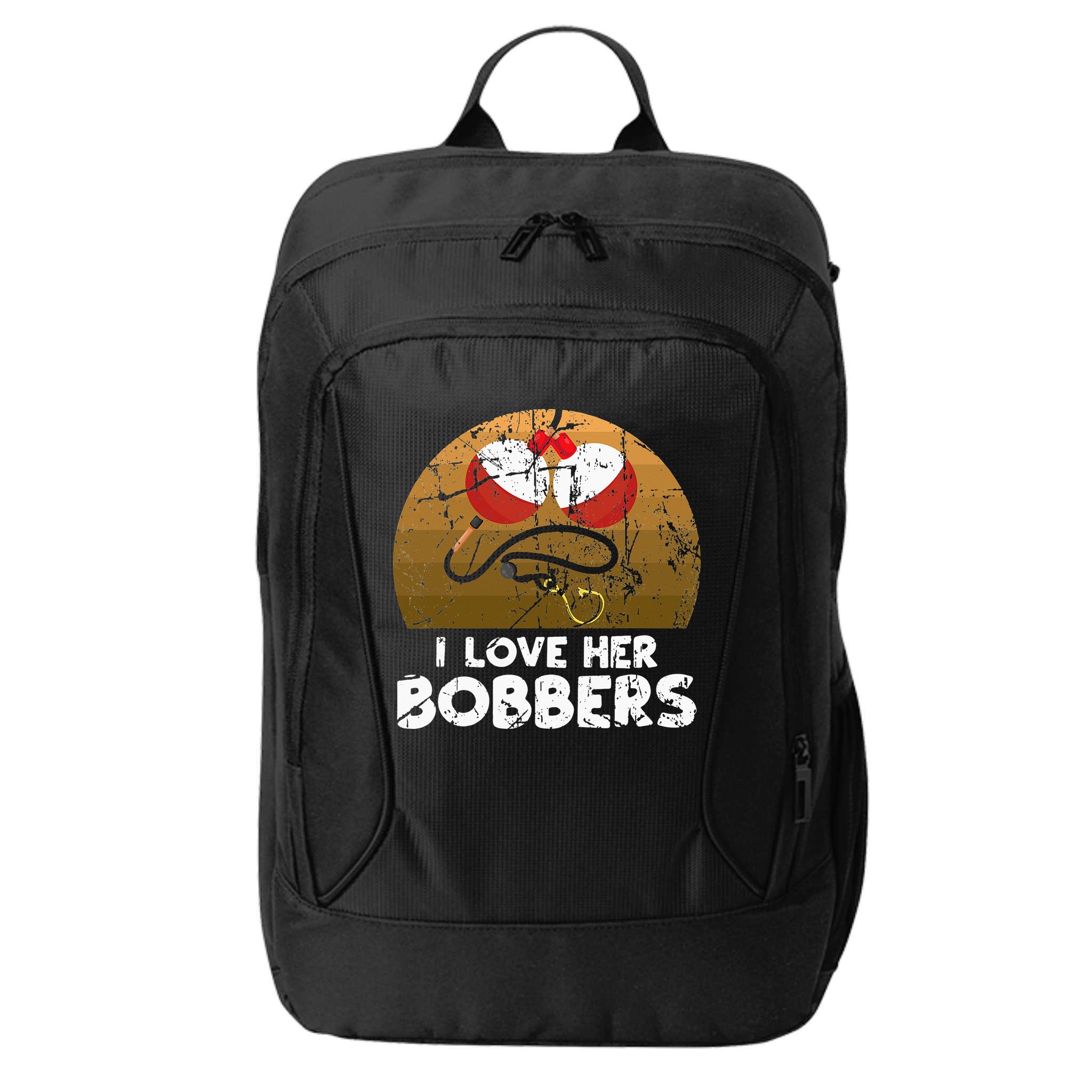 Vintage I Love Her Bobbers Funny Fishing Couple City Backpack