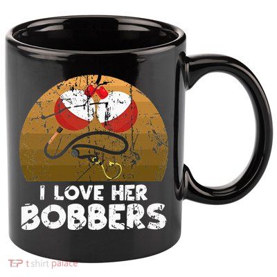 Vintage I Love Her Bobbers Funny Fishing Couple 11oz C Handle Ceramic Mug