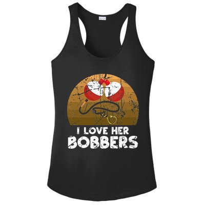 Vintage I Love Her Bobbers Funny Fishing Couple Ladies PosiCharge Competitor Racerback Tank