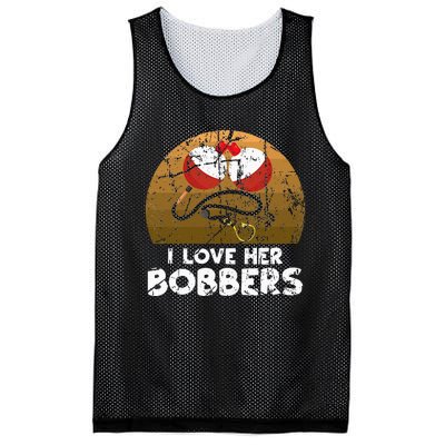 Vintage I Love Her Bobbers Funny Fishing Couple Mesh Reversible Basketball Jersey Tank