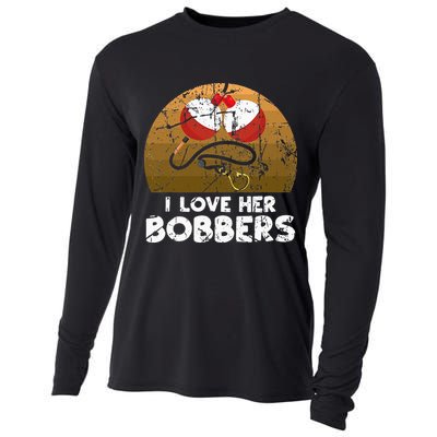 Vintage I Love Her Bobbers Funny Fishing Couple Cooling Performance Long Sleeve Crew