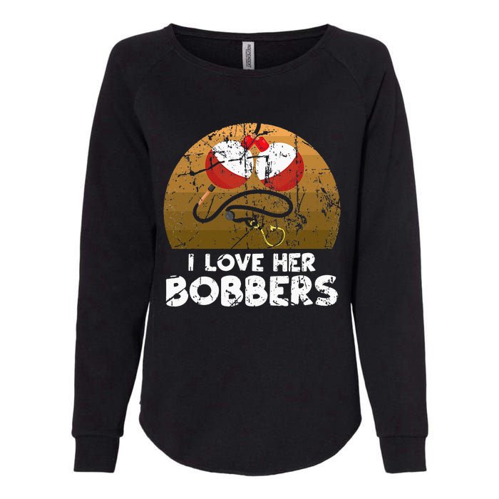 Vintage I Love Her Bobbers Funny Fishing Couple Womens California Wash Sweatshirt