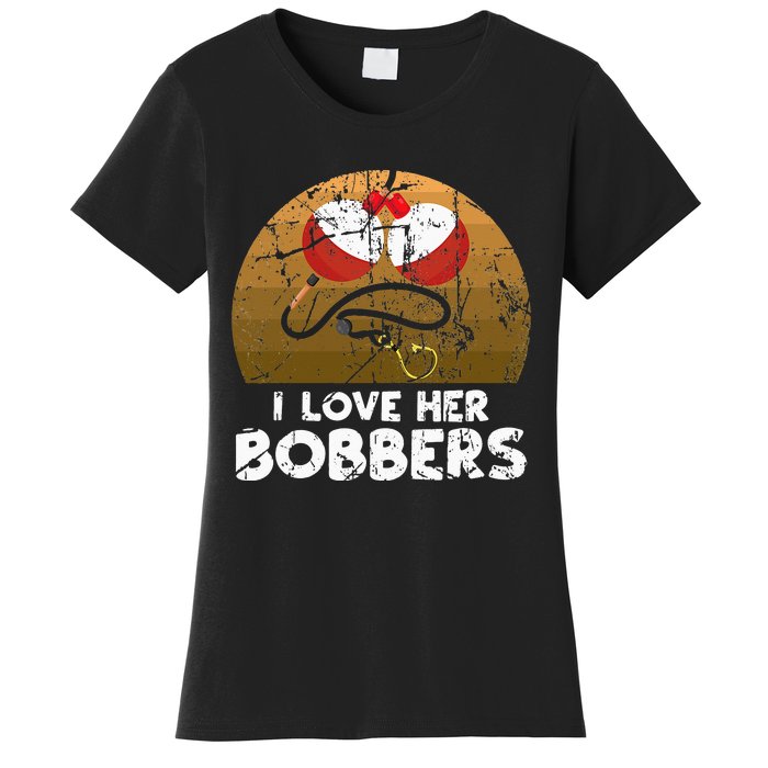 Vintage I Love Her Bobbers Funny Fishing Couple Women's T-Shirt