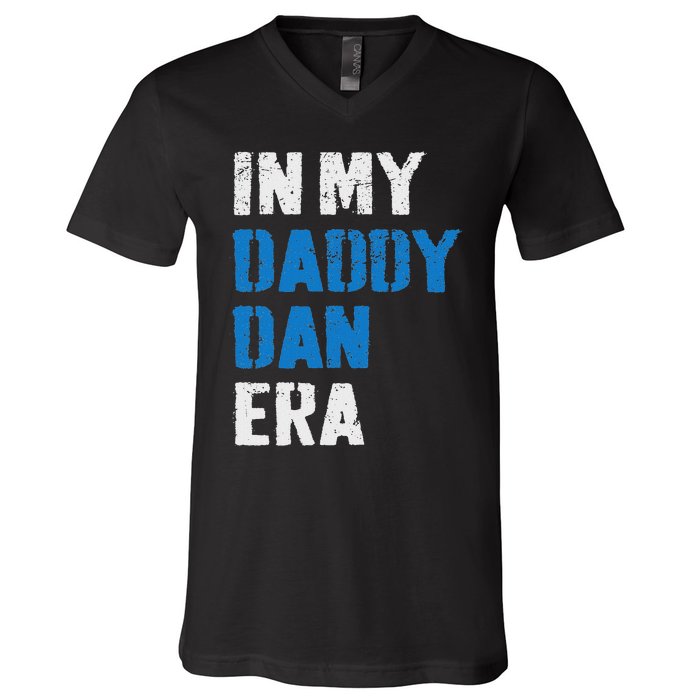 Vintage In My Daddy Dan Era Detroit Game Day Funny Daddy V-Neck T-Shirt