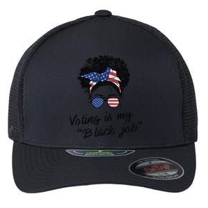 Voting Is My Black Job Women Retro Messy Bun Flexfit Unipanel Trucker Cap