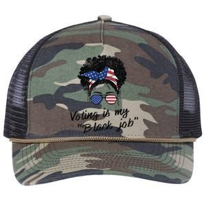 Voting Is My Black Job Women Retro Messy Bun Retro Rope Trucker Hat Cap