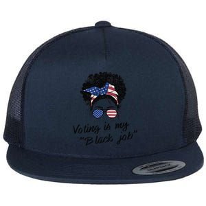 Voting Is My Black Job Women Retro Messy Bun Flat Bill Trucker Hat