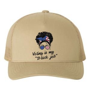 Voting Is My Black Job Women Retro Messy Bun Yupoong Adult 5-Panel Trucker Hat