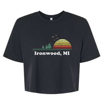 Vintage Ironwood Michigan Home Souvenir Print Bella+Canvas Jersey Crop Tee