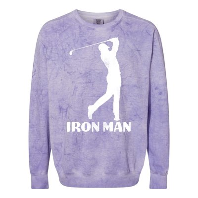 Vintage Iron Man Golf Design Colorblast Crewneck Sweatshirt