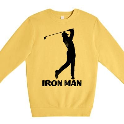 Vintage Iron Man Golf Design Premium Crewneck Sweatshirt