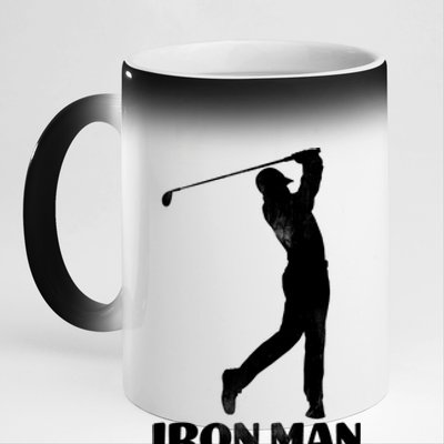 Vintage Iron Man Golf Design 11oz Black Color Changing Mug